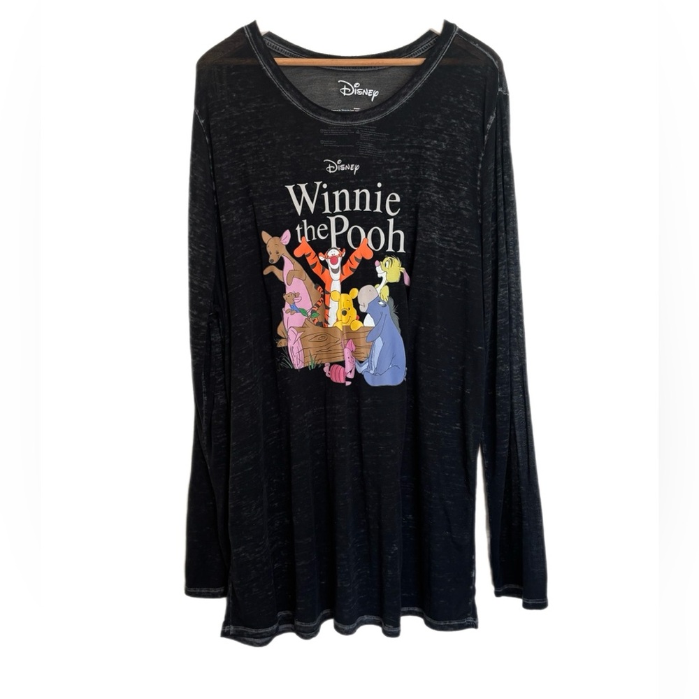 Disney black Winnie the Pooh long sleeve lightweight nightie shirt